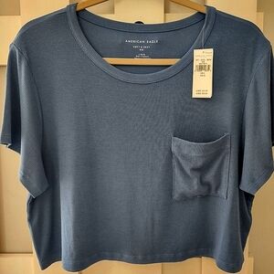 American Eagle L Blue Cropped T 💙